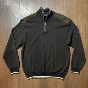 Marcelo Men’s Quarter Zip Pullover Wool Sweater Size L Made In Italy